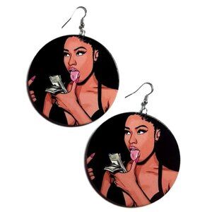CASH OUT Medium Statement Dangle Wood Earrings